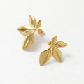 QIAOREN 11768 18K Gold Plated Stainless Steel Four Leaf Stud Earrings Minimalist Nature Leaf Jewelry Gift for US European Women
