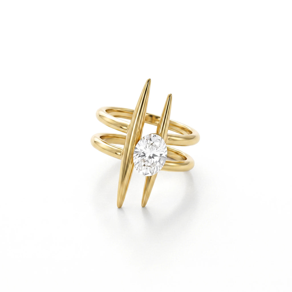 QIAOREN 14262-68 Vintage Floral Spiral Leaf Open Cuff Ring Collection, Adjustable Stackable Statement Rings with Zircon
