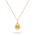 QIAOREN 11751 Polished Teardrop Pendant Necklace 18K Gold Stainless Steel Smooth Shiny Statement Piece