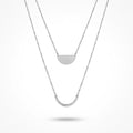 QIAOREN 11965 Wholesale 18K Gold Plated Stainless Steel Layered Necklace Double Curved Half Moon Trend Women Daily Jewelry