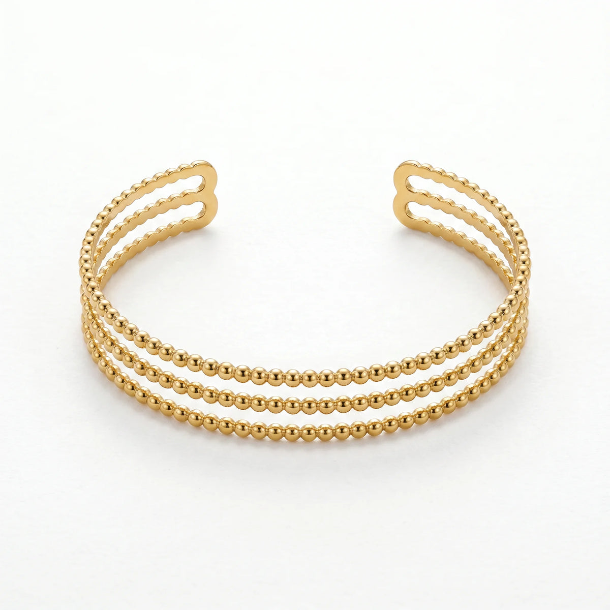 QIAOREN 12710 Boho Irregular Big Small Sculpted Flower Open Gold Bangle Stainless Steel Hollow Stackable Bracelet Wholesale