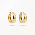 QIAOREN 12402 Elegant Quiet Luxury Chunky Dome Hoops Gold Stainless Steel Bold Puffy Crescent Statement Earrings Gift Women EU