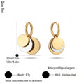 QIAOREN 14423 Two Tone Multi Disc Charm Huggie Hoop Earrings, Stainless Steel Small Hoop Earrings Jewelry Gift for Daily Outfits