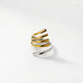 QIAOREN 13021-25 Gold Silver Plated Adjustable Open Stack Ring Set for Women Minimalist Geometric Statement Rings