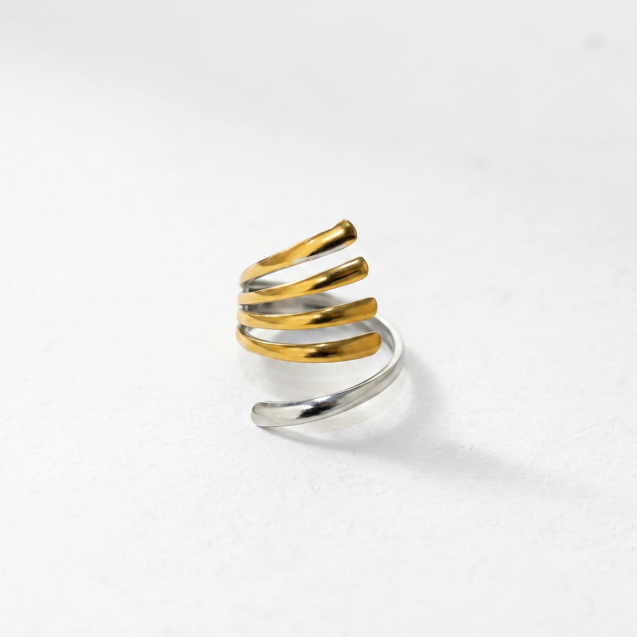 QIAOREN 13021-25 Gold Silver Plated Adjustable Open Stack Ring Set for Women Minimalist Geometric Statement Rings