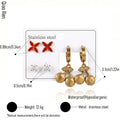 QIAOREN 14527 Waterproof Stainless Steel Earrings Set Cherry Drop Hoop Stud Earrings Butterfly CZ Jewelry Women