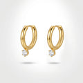 QIAOREN 12515 Stock Waterproof Tarnish Free Solitaire CZ Drop Earrings Stainless Steel Platinum Plated Small Chunky Hoops