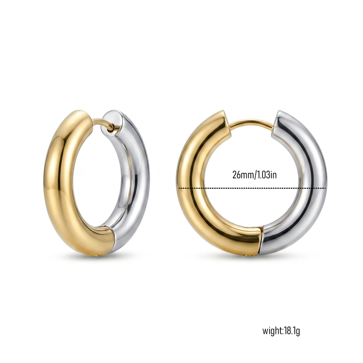 QIAOREN New  18K Gold Plated Stainless Steel Women Zircon  Hoop Earrings Set Fashion Jewelry Clip Stud Earrings