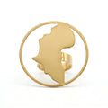 QIAOREN 10899 Stainless Steel Gold Africa Map Open Ring Large Round Frame Adjustable Statement Finger Jewelry for Women