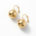 QIAOREN 10893 Vintage French Gold Ball Hoop Earrings High Polished Stainless Steel Leverback Waterproof Trendy Geometric Jewelry