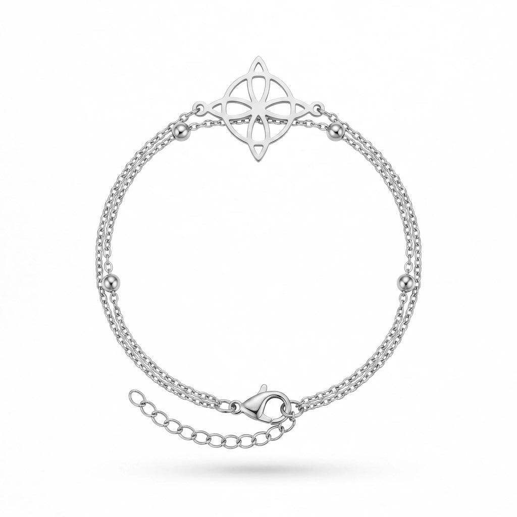 QIAOREN 11041 Luxury Waterproof Stainless Steel Double Layer Compass Bracelet for Women Minimalist Gold Chain Beach Jewelry Gift