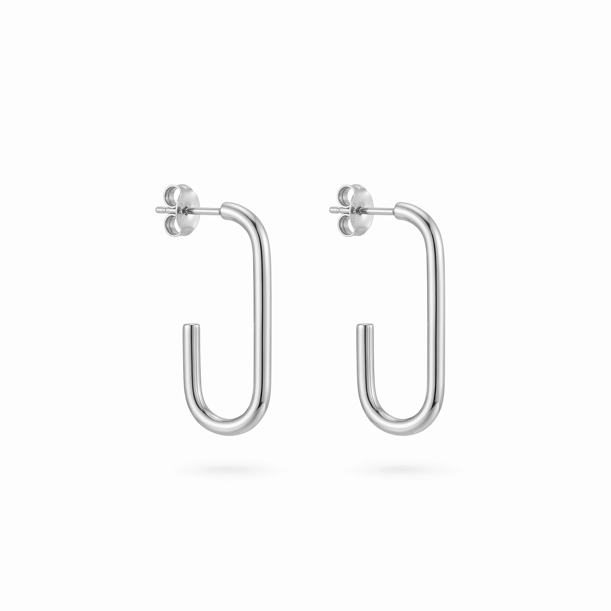 QIAOREN 12491 Elegant Quiet Luxury Sleek Paperclip Link Hoops Gold Stainless Steel Architectural Statement Jewelry