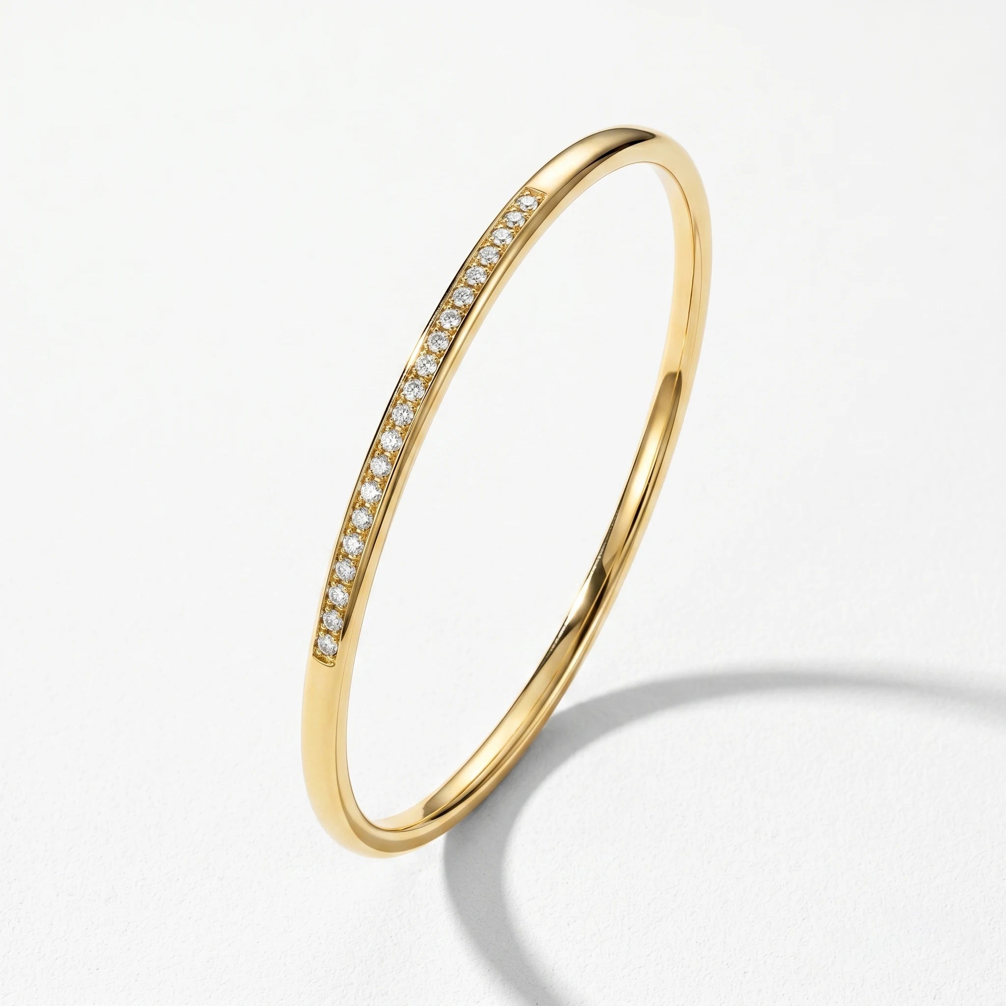 QIAOREN 12784 Minimalist Plain Thick Gold Round Bracelet Stainless Steel Polished Stackable Wrist Jewelry