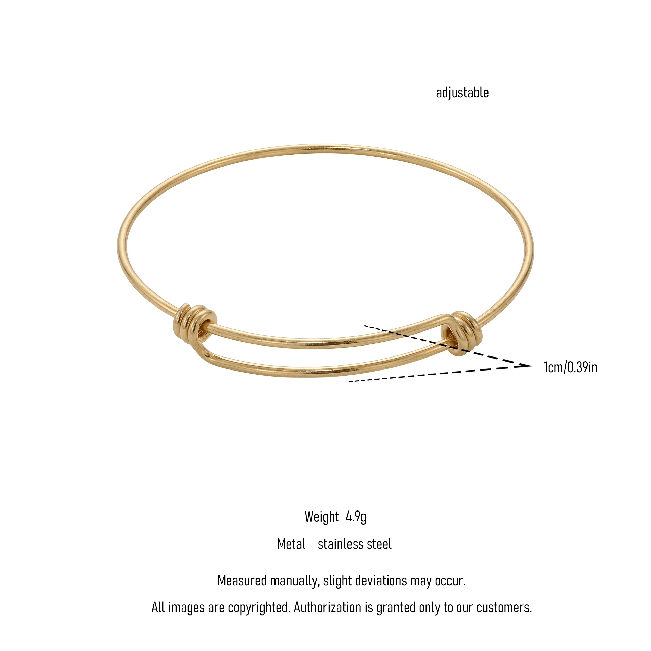 QIAOREN 12751 Stainless Steel Double  Expandable Bangle 18K Gold Adjustable Minimalist Cuff Bracelet Women Daily Jewelry Gift