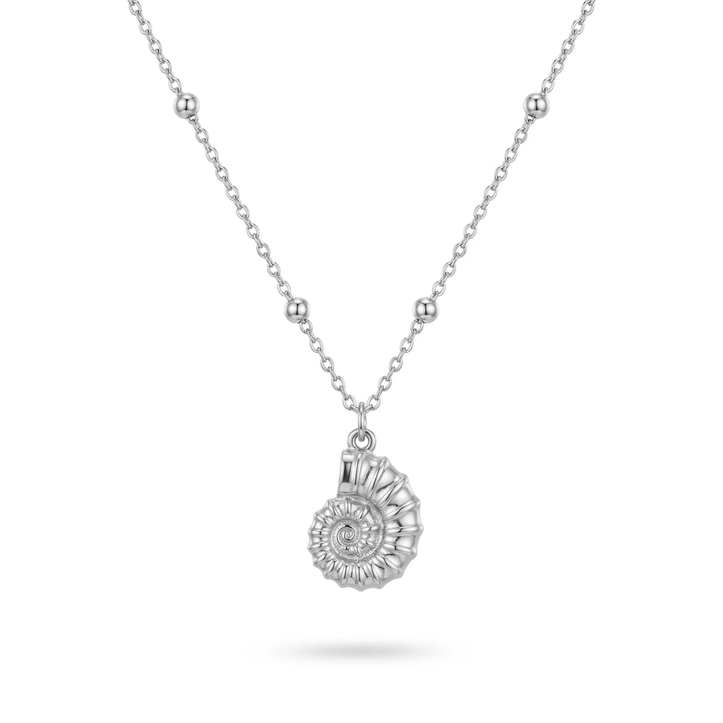 QIAOREN 11749 Ocean-inspired Spiral Shell Necklace 18K Gold Stainless Steel Boho Beach Charm Jewelry
