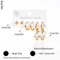 QIAOREN 14500 3 Pcs Stainless Steel Hamsa Hand Drop Earrings, Pearl Huggie Hoops, Ball Stud Earrings, Enamel Hand Charm Earrings