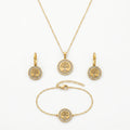 QIAOREN 11585 Waterproof 18K Gold Plated Stainless Steel Tree of Life Jewelry Set for Women Daily Wear 3 Piece