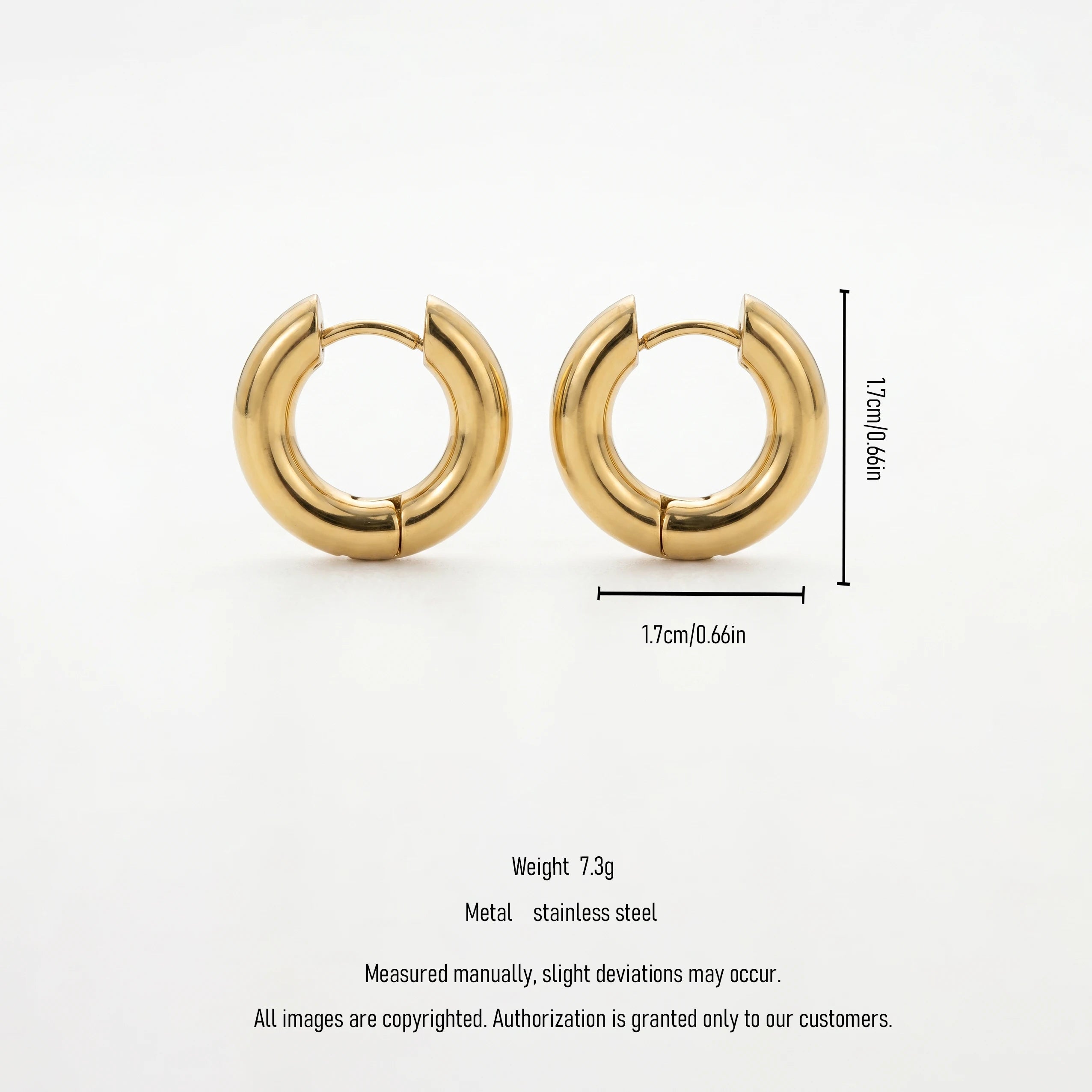 QIAOREN 12502In Stock Tarnish Free Waterproof Chunky Gold Hoops Stainless Steel Puffy Thick Round Earrings Latchback Hoops Women