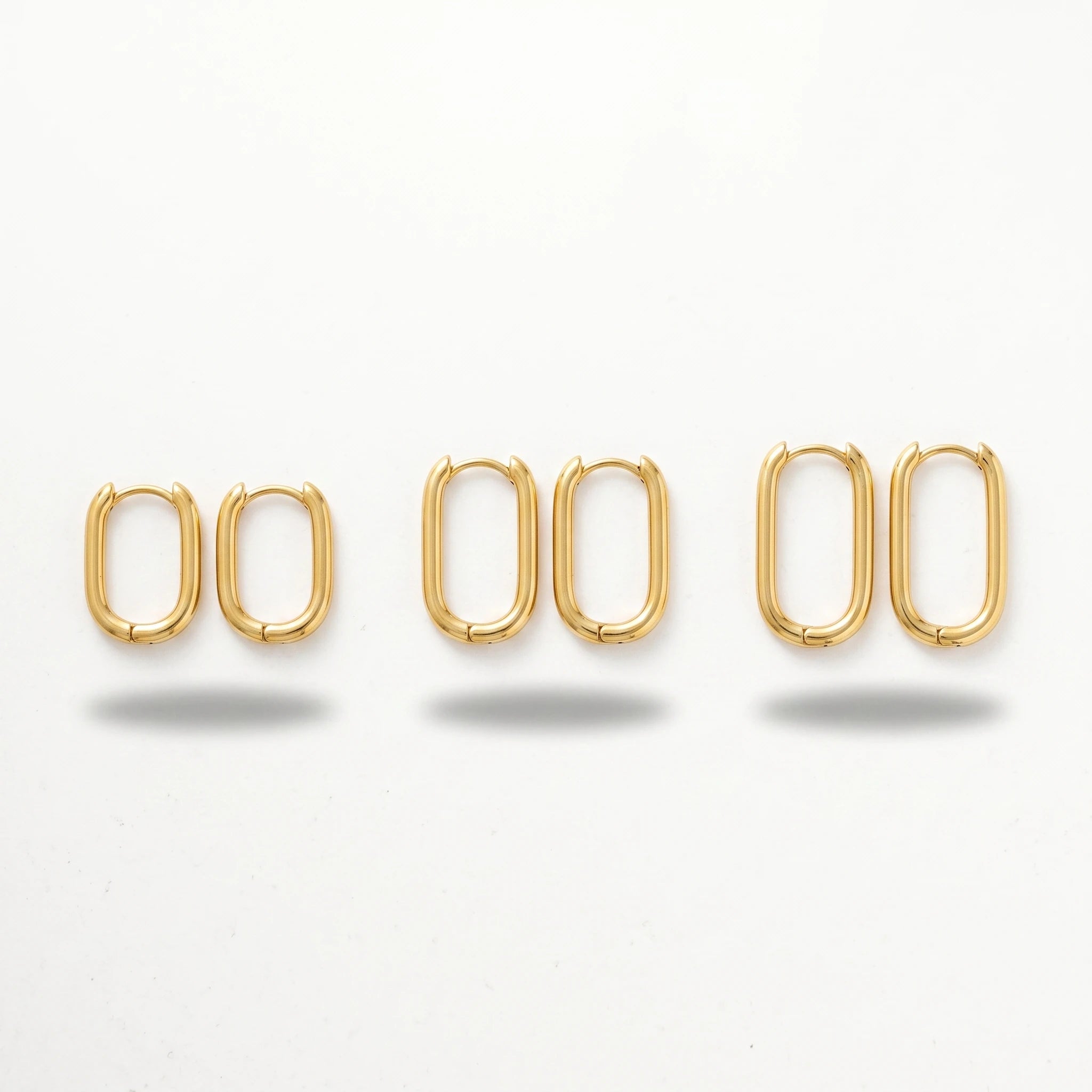 QIAOREN 14448 3 Pairs Rectangular U Shape Huggie Hoop Earrings Set Minimalist Daily Wear Jewelry Gift