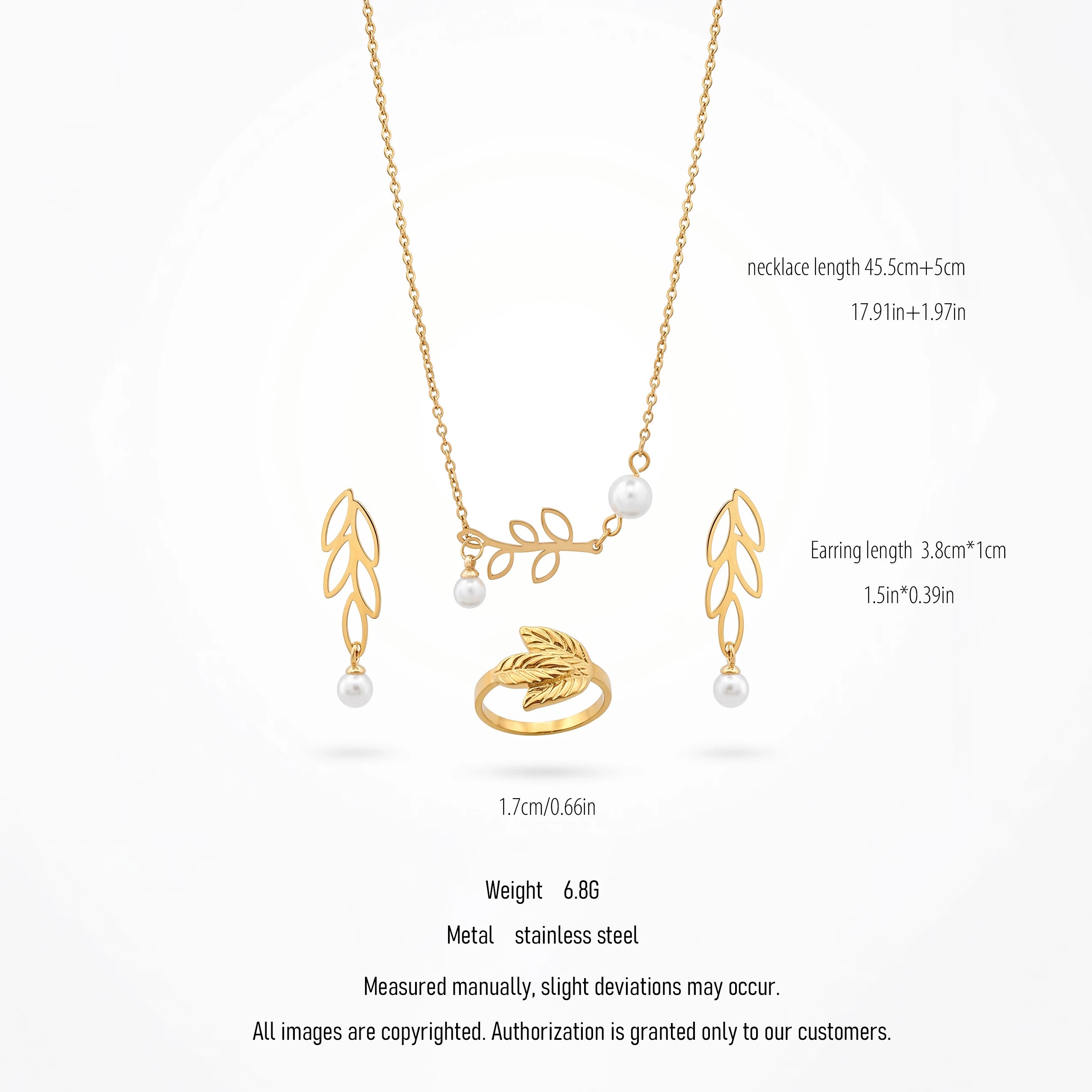 QIAOREN 10674 Elegant Hypoallergenic Gold Plated Stainless Steel Jewelry Set Pendant Necklace Dangle Earrings Ring Daily Wear