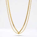 QIAOREN  12921 Double Layer Snake Chain Waist Chain, Herringbone & Rope Dual Layer Chain Jewelry Gift for Daily Fashion Outfits