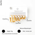 QIAOREN 14476 3 Pair Gold Stainless Steel Huggie Hoop Earrings Set, Square Frame Hoops, Thick Round Hoops & Wide Flat Hoops