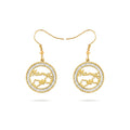 QIAOREN 11772 Minimalist Crystal Framed Mama Geometric Dangle Earrings 18K Gold Plated Stainless Steel Hook Fashion Jewelry for