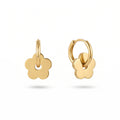 QIAOREN 13969 Stainless Steel Flower Hoop Earrings Gold Floral Huggie Earrings Minimalist Dainty Jewelry for Women