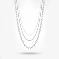 QIAOREN 11353 18K Gold Plated 3 Layered Pearl & Paperclip Chain Necklace Stainless Steel Tarnish Free