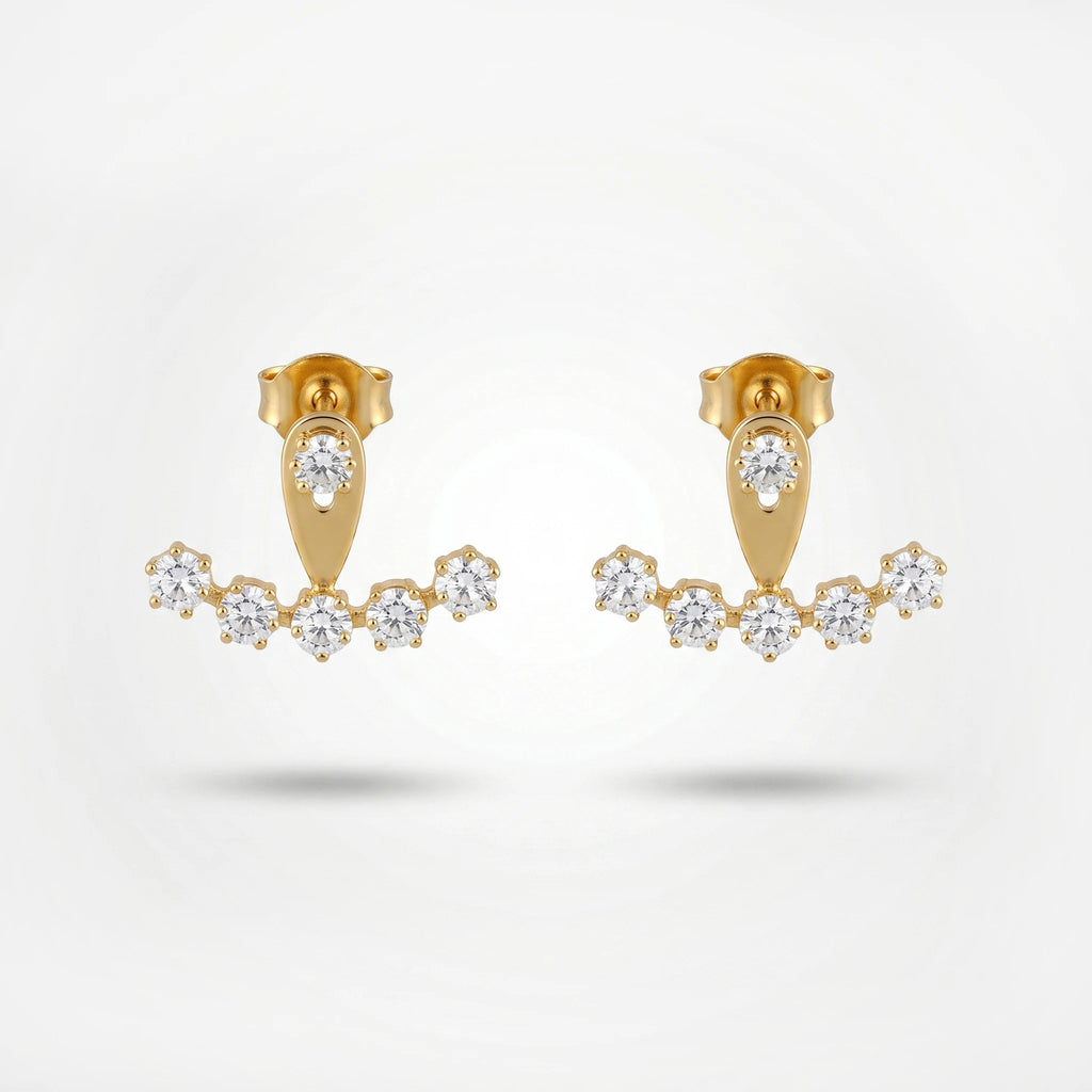 QIAOREN12315 Waterproof Tarnish Free Gold Stainless Steel Letter Shape Pointy Shield Stud Curved Crown Party Jewelry EU