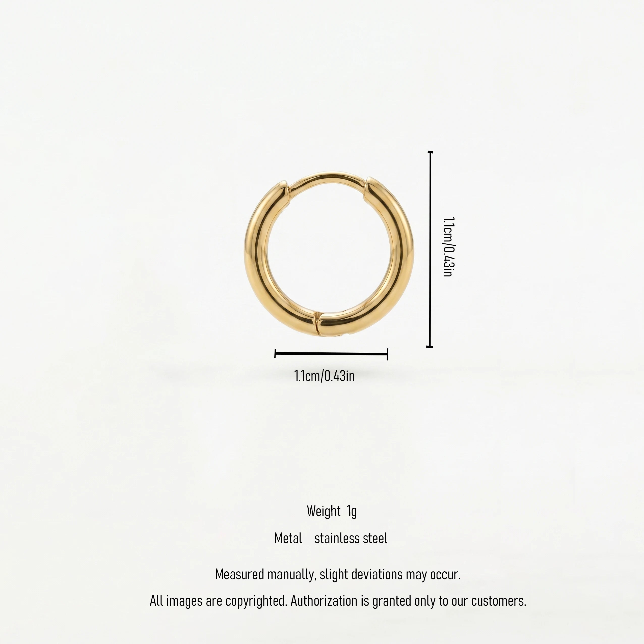 QIAOREN 12611 Timeless Shiny Thin Tube Huggie Hoop Earrings Stainless Steel 18K Gold Hypoallergenic Small Round Jewelry Gift
