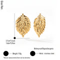QIAOREN 14556 Stainless Steel Leaf Stud Earrings Gold Tone Nature Inspired Earrings Waterproof Hypoallergenic Jewelry