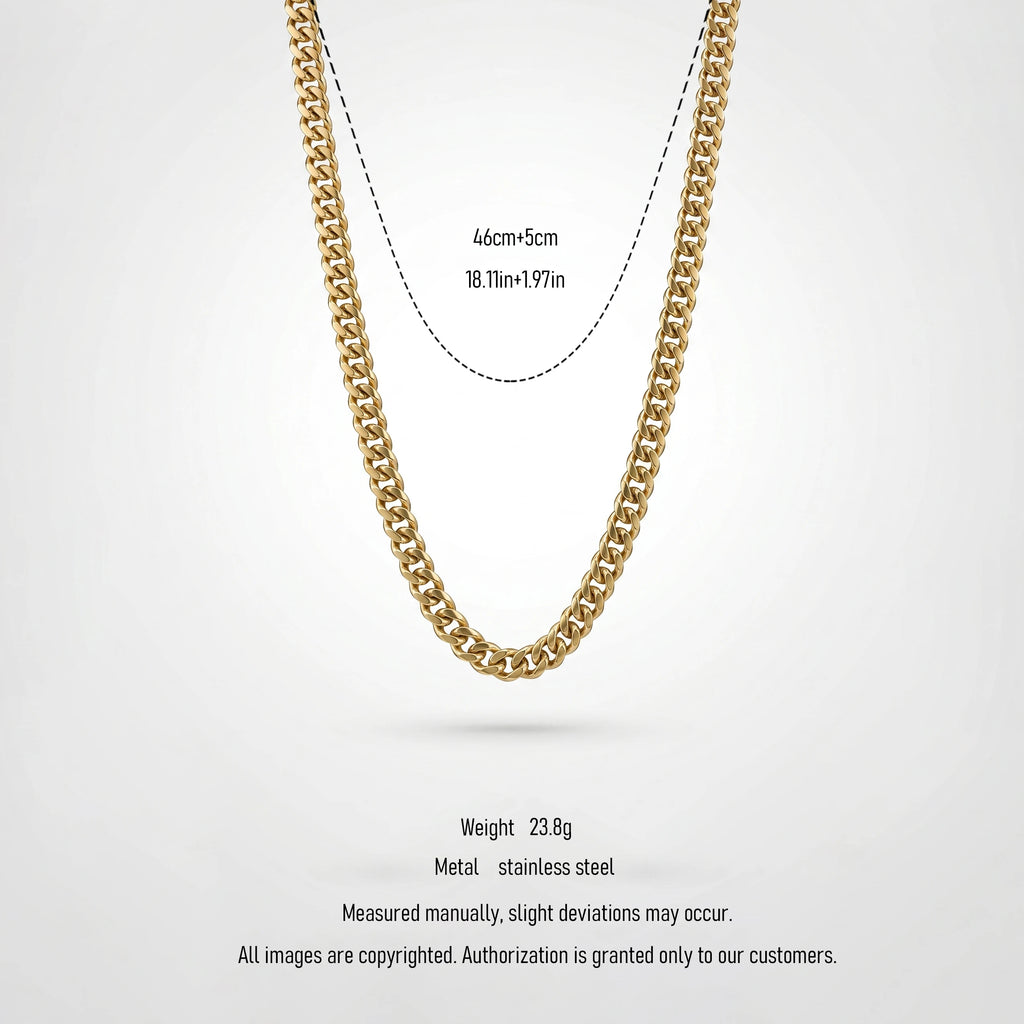 QIAOREN 11291 Minimalist Basic Medium Curb Chain Necklace  Stainless Steel Stackable Daily Wear Jewelry