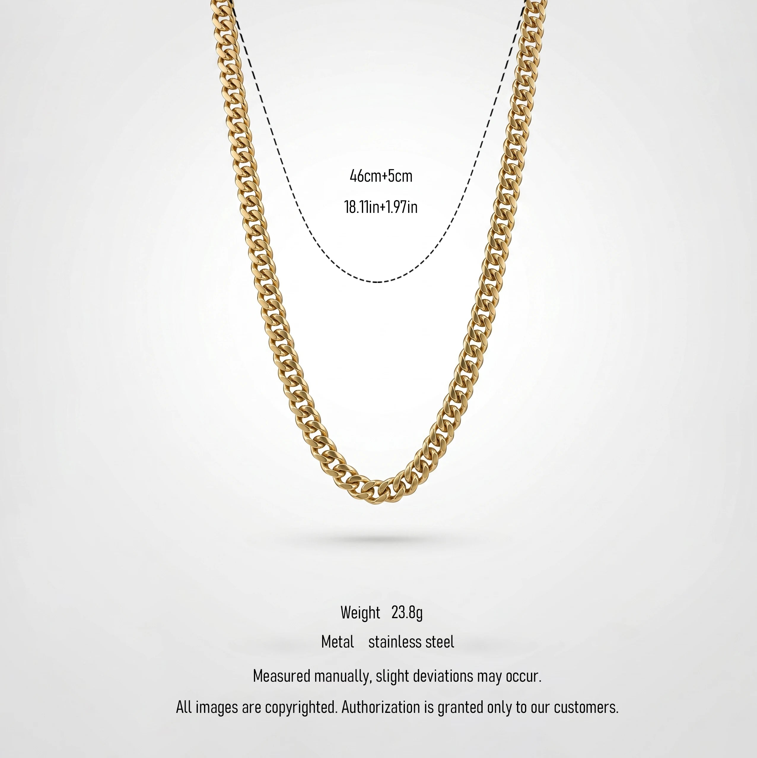 QIAOREN 11291 Minimalist Basic Medium Curb Chain Necklace  Stainless Steel Stackable Daily Wear Jewelry