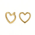 QIAOREN 11194 Minimalist Hollow Heart Stud Earrings Gold Stainless Steel Romantic Love Earrings for Women