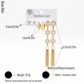 QIAOREN 14491White Enamel Flower Tassel Stainless Steel Long Drop Earring Set, Gold Multi Pair Earring Pack Jewelry Gift