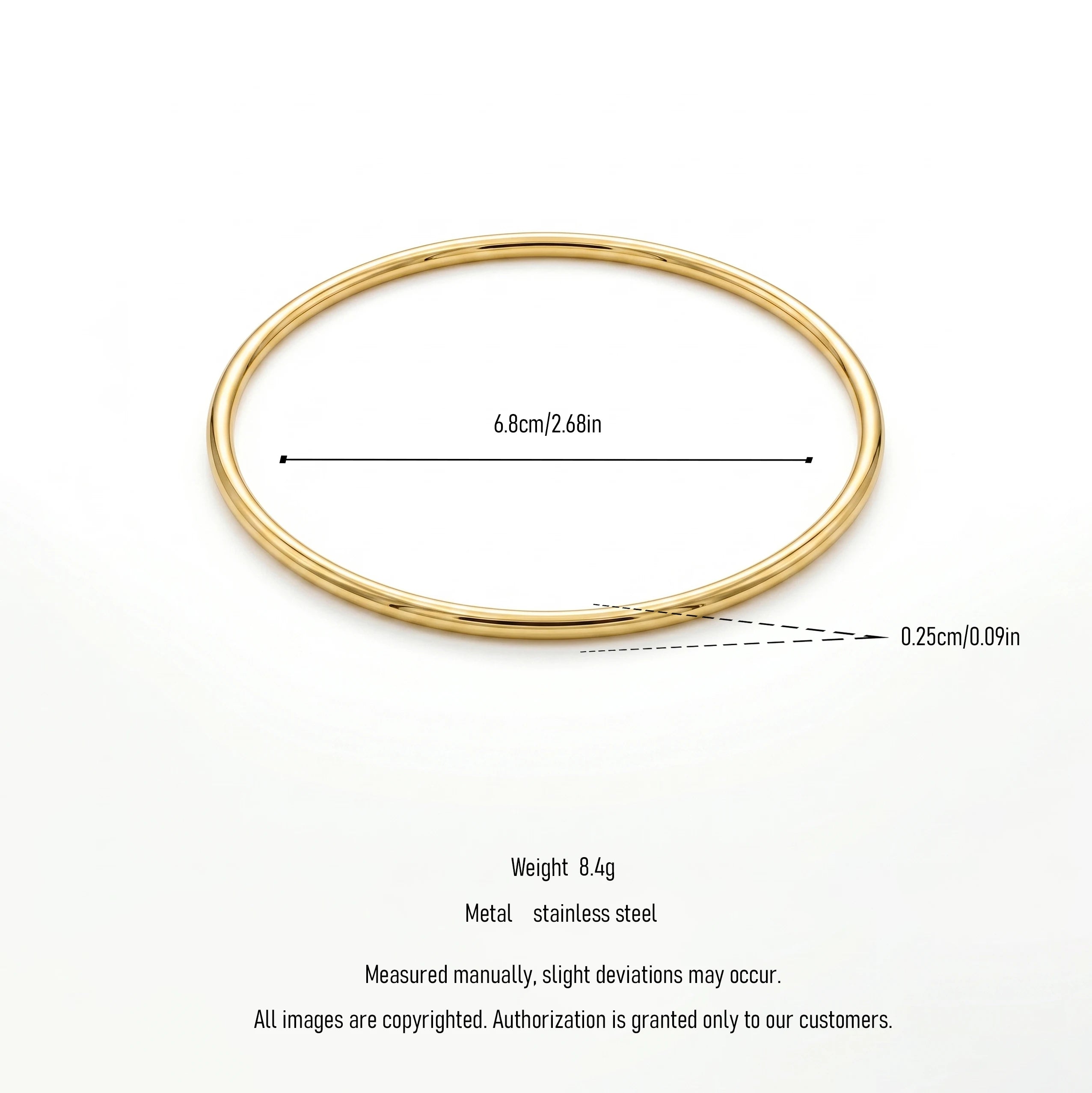 QIAOREN 12781 Stainless Steel Thin Gold Round Bangle Polished Plain Minimal Stack Wrist Bracelet for Women