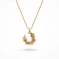 QIAOREN 13954 Stainless Steel Laurel Wreath Pendant Necklace Gold Olive Branch Minimalist Waterproof Jewelry for Women