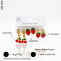 QIAOREN 14528 Waterproof Stainless Steel Fruit Earrings Set Strawberry Cherry Hoop Stud Earrings Enamel Jewelry Women