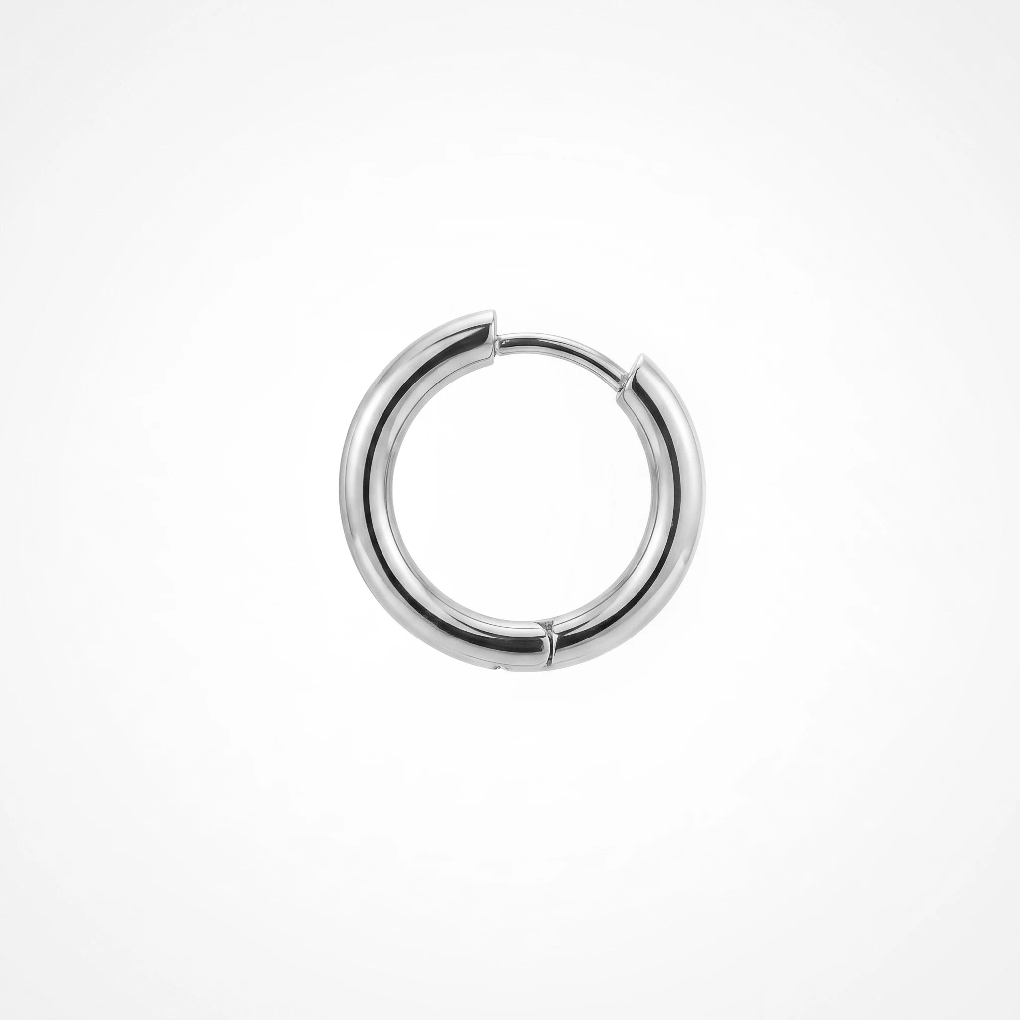 QIAOREN 12591 High Thick Tube Round Huggie Hoop Earrings 18K PVD Gold Stainless Steel Circle Ear Buckle Minimal Jewelry