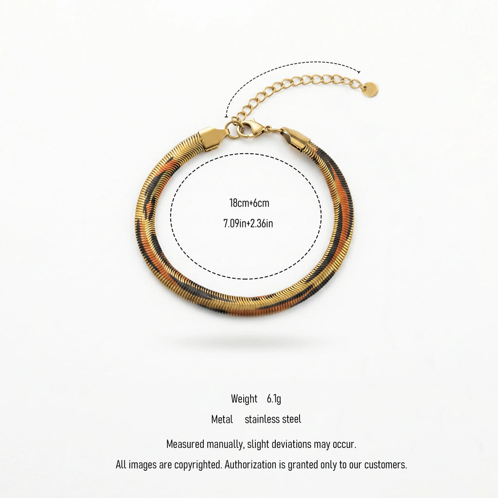 QIAOREN 10641 Luxury Gold Snake Chain Stainless Steel Bracelet Waterproof Minimalist Adjustable Wrist Jewelry for Women