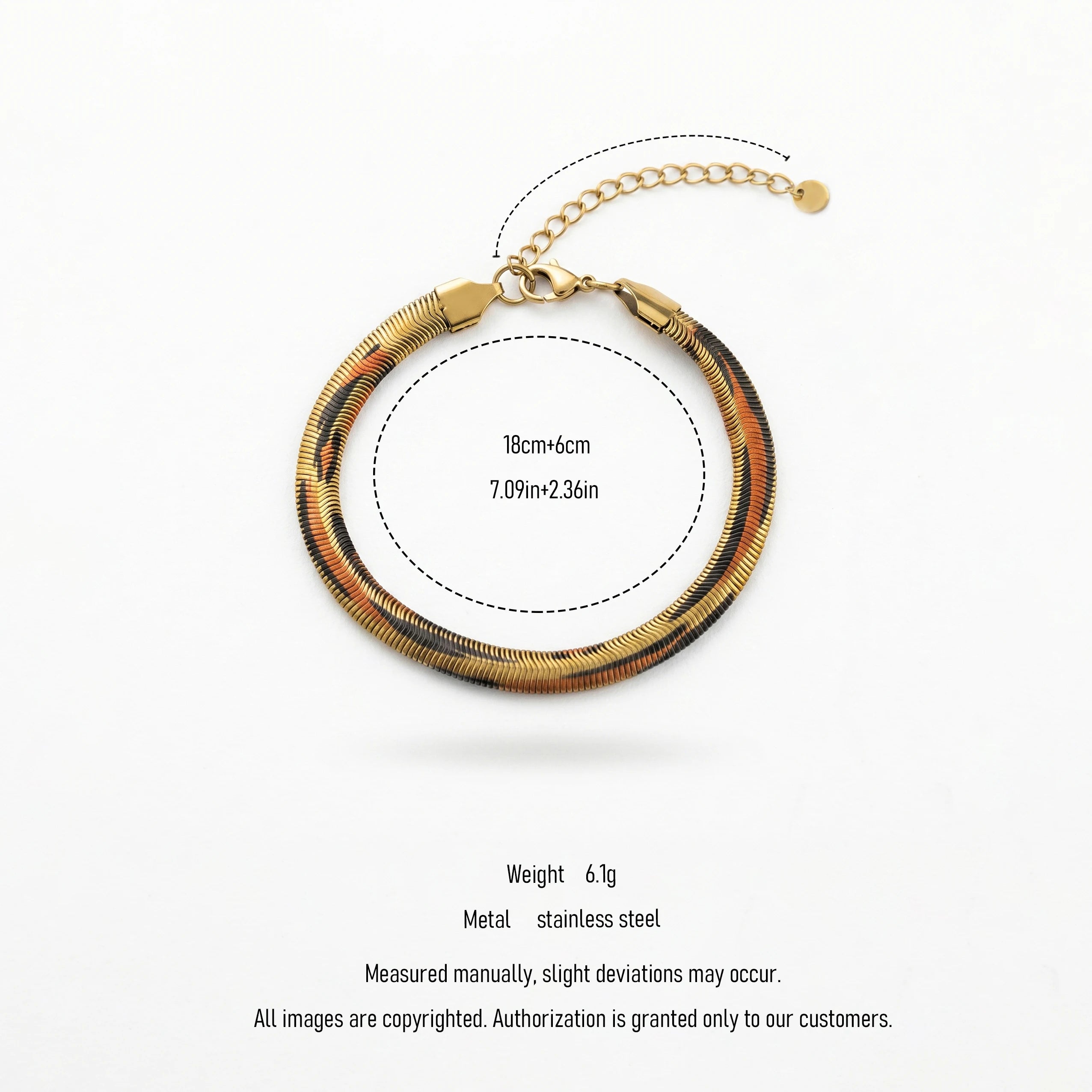 QIAOREN 10641 Luxury Gold Snake Chain Stainless Steel Bracelet Waterproof Minimalist Adjustable Wrist Jewelry for Women