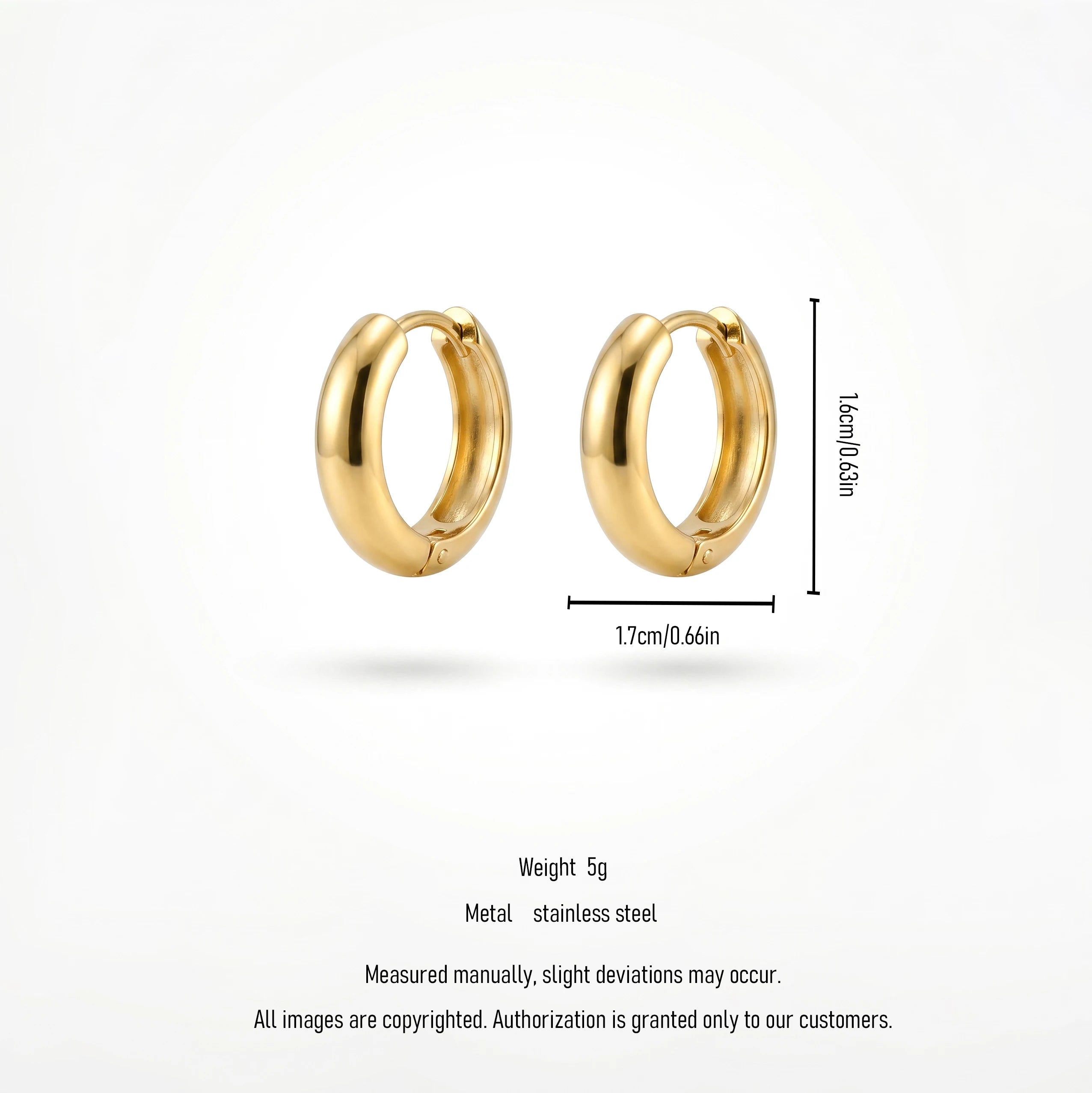 QIAOREN 12506  Elegant Quiet Luxury Mini Dome Hoops Gold Stainless Steel Small Bold Puffy Huggie Hoop Earrings EU