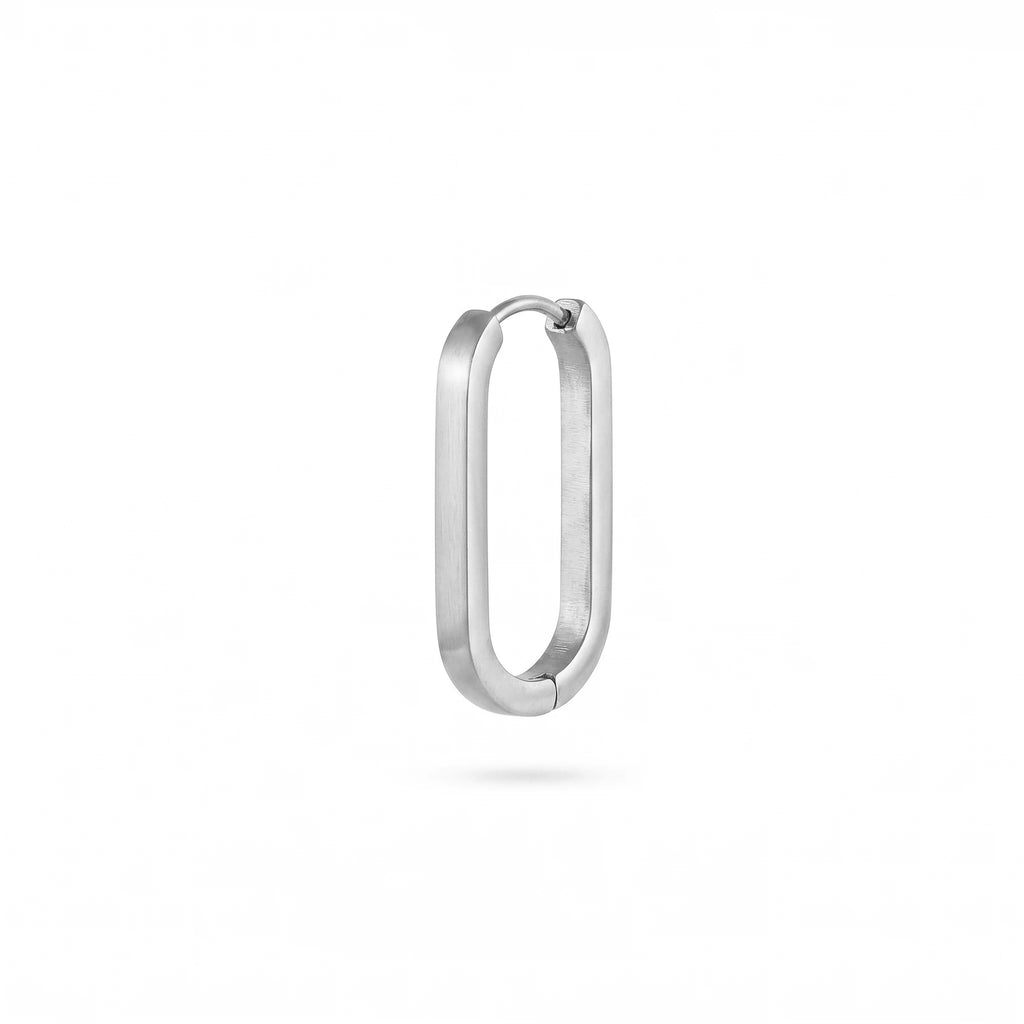 QIAOREN 12605 Matte Finish Elongated Oval Ear Buckle  Stainless Steel 18K Gold Huggie Hoops Anti-allergy Minimal Accessory