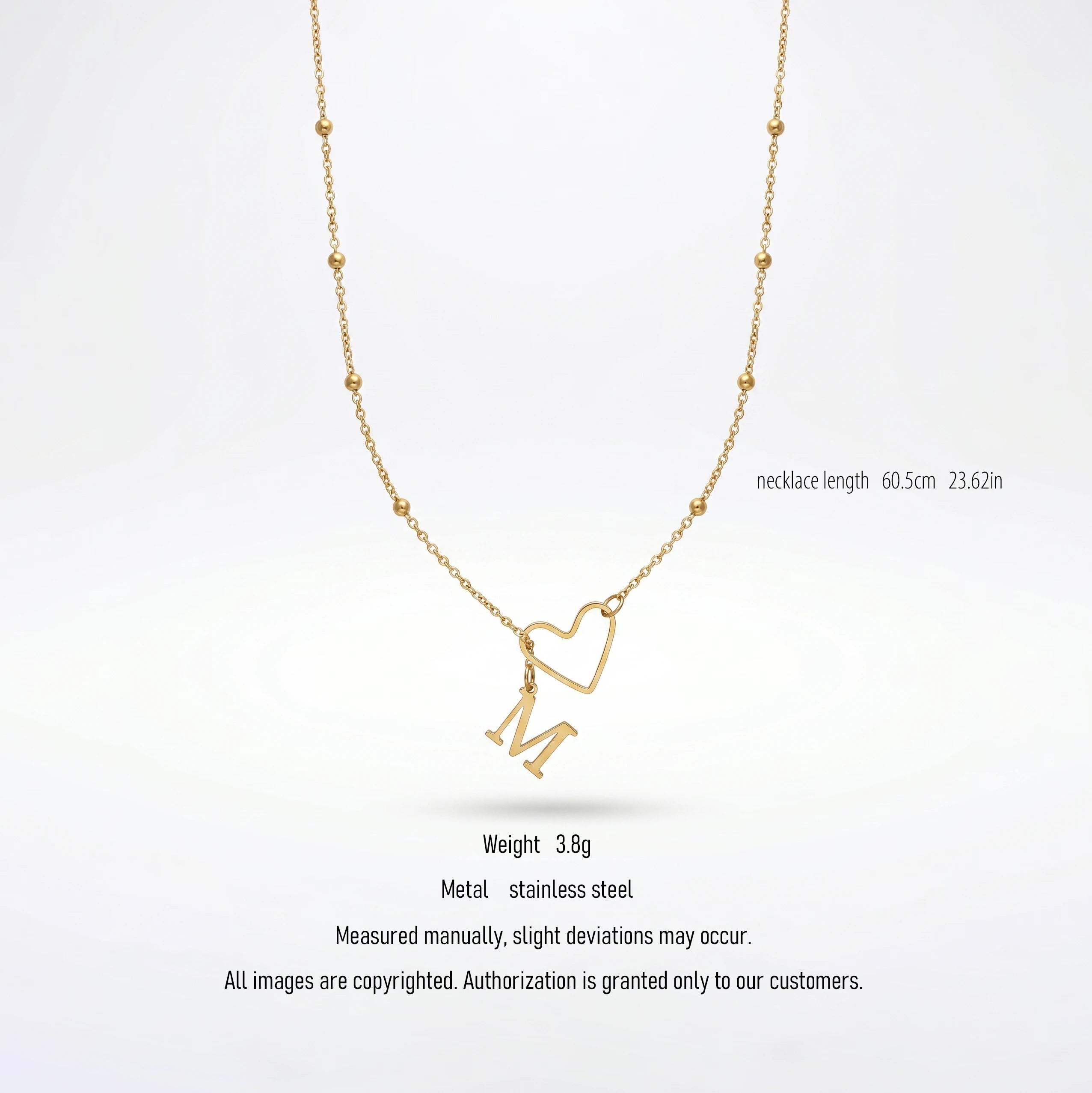 QIAOREN Wholesale A-Z 26 Letter Initial Necklace Stainless Steel Heart Alphabet Pendant Gold Silver Personalized Jewelry