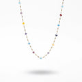 QIAOREN 13541 Dainty Mixed Color Irregular Natural Chip Stone Station Necklace, Tiny Multicolor Crystal Chain Necklace