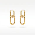 QIAOREN 12524  Modern Interlocking Rectangular Hoop Earrings Silver Stainless Steel Bold Link Dangle Jewelry US EU