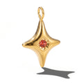 QIAOREN 13894-905 Birthstone Bezel Set Four Point Star Charm Pendant with Center Round Multicolor CZ Stone for Making DIY