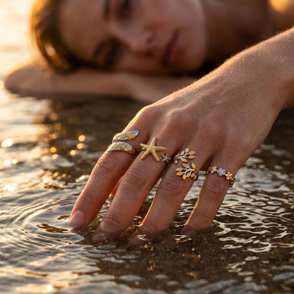 QIAOREN 13006-09 Gold Silver Plated Adjustable Open Stack Ring Set for Women Minimalist Geometric Statement Rings