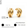 QIAOREN 14542 Multi Band Earrings, Polished Gold Layered Spring Clasp Earrings, Hypoallergenic Jewelry Gift